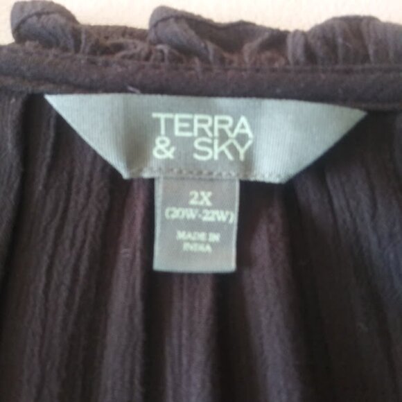 Terra & Sky flutter sleeve women's size 2X black top - Picture 8 of 12